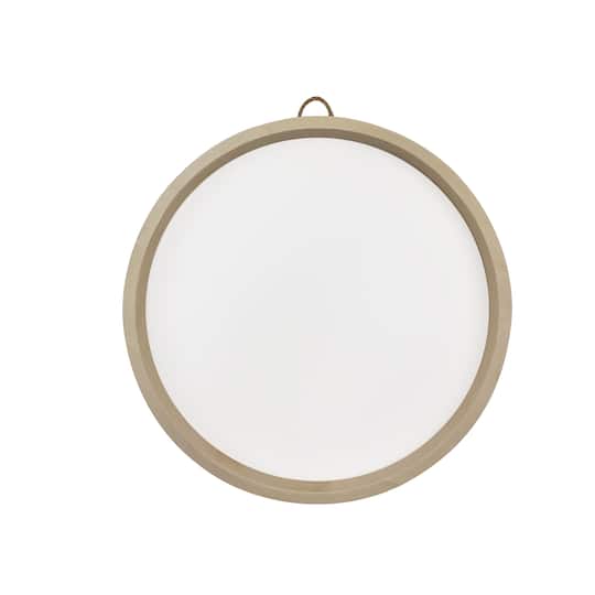 12&#x22; Round White Plaque with Natural Frame by Make Market&#xAE;